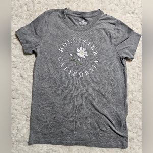 Hollister California Short Sleeve T-shirt, Daisy Flower, Grey, Women's Size XS